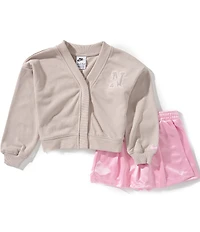 Nike Little Girls Long Sleeve Cardigan & Dazzle Skort Set