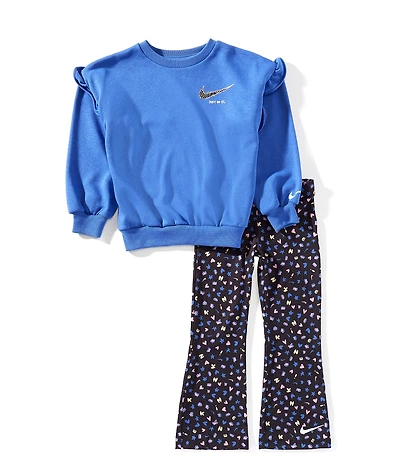 Nike Little Girls Long Sleeve Essential All-Over Femme Pullover-Printed Legging Set