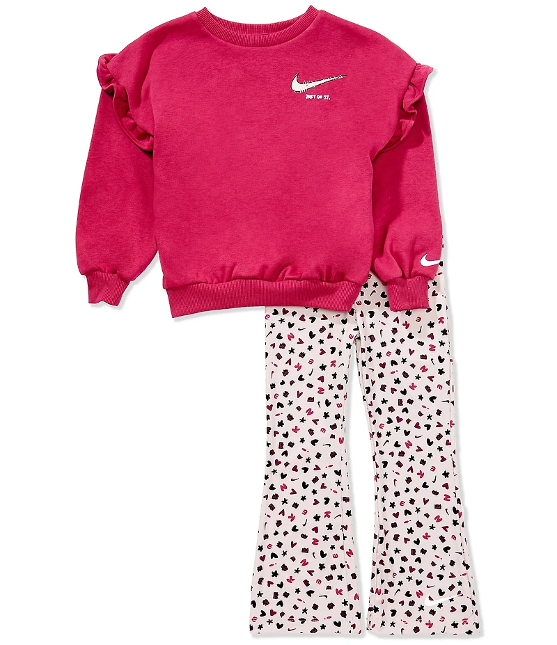 Nike Little Girls Long Sleeve Essential All-Over Femme Pullover-Printed Legging Set