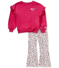 Nike Little Girls Long Sleeve Essential All-Over Femme Pullover-Printed Legging Set