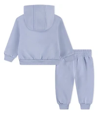 Nike Little Girls Long Sleeve Floral Logo Fleece Hoodie & Matching Jogger Pant Set