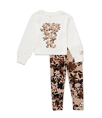 Nike Little Girls Long Sleeve Just Do It T-Shirt & Floral-Printed Leggings Set