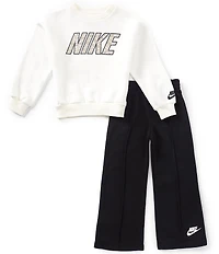 Nike Little Girls Long Sleeve Retro Remix Sweatshirt & Wide Leg Pants 2-Piece Set