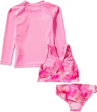 Nike Little Girls Long-Sleeve Solid Hydroguard Top, Printed Midkini Top & Matching Hipster Bottom Three-Piece Swimsuit