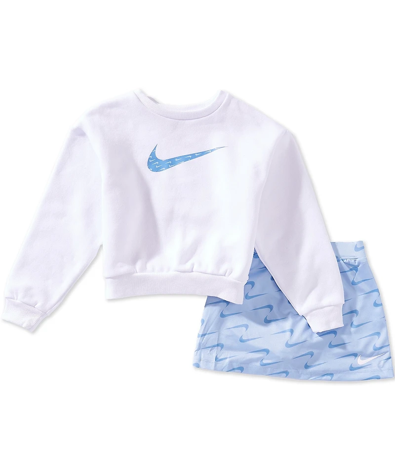 Nike Little Girls Long Sleeve Swoosh Motion Pullover & Scooter Skort Set