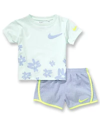 Nike Little Girls Short Sleeve Bold Play Tee & Tempo Shorts 2-Piece Set