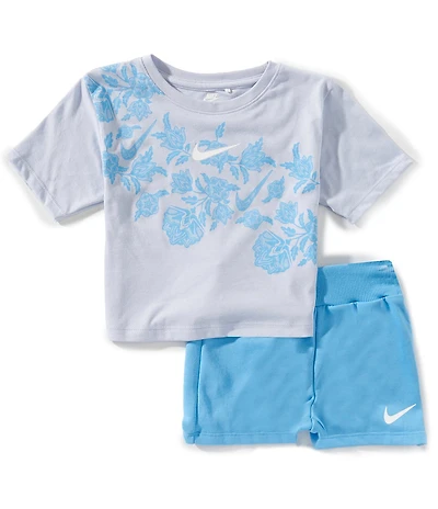 Nike Little Girls Short-Sleeve Lace It Up T-Shirt & Solid Shorts Set
