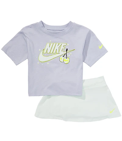 Nike Little Girls Short Sleeve Logo Graphic T-Shirt & Coordinating Skort Set