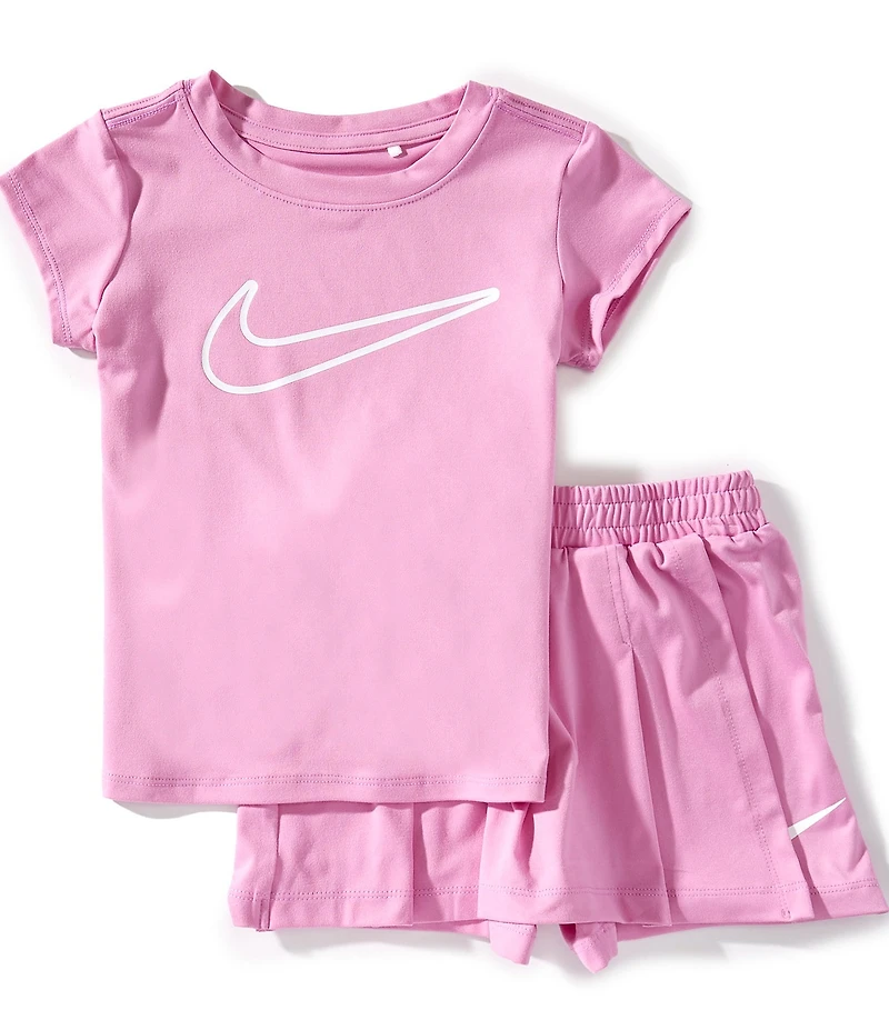 Nike Little Girls Short Sleeve T-Shirt & All Day Play Skort 2-Piece Set