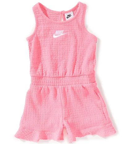 Nike Little Girls Sleeveless Ruffle Trim Romper