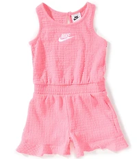 Nike Little Girls Sleeveless Ruffle Trim Romper