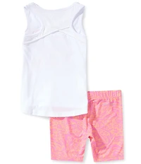 Nike Little Girls Sleeveless Wildflower Tank Top & Printed Biker Shorts Set
