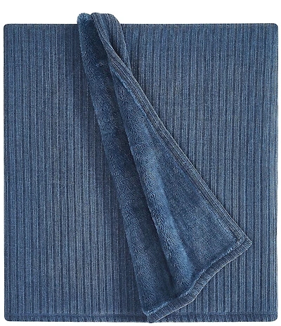 Noble Excellence Warm Shop Collection Bella Striped Chenille Reversible Throw