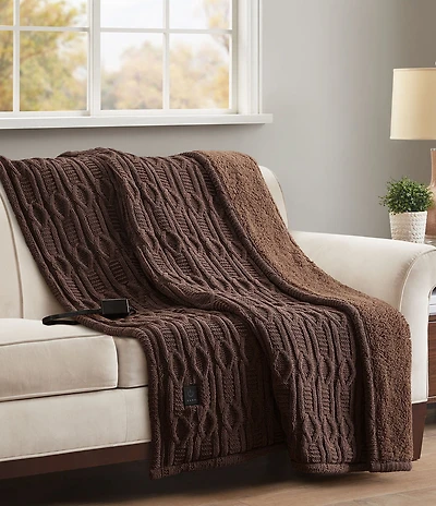 Noble Excellence Cable Knit Electric Heated Throw Blanket
