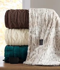Noble Excellence Cable Knit Electric Heated Throw Blanket
