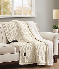 Noble Excellence Cable Knit Electric Heated Throw Blanket