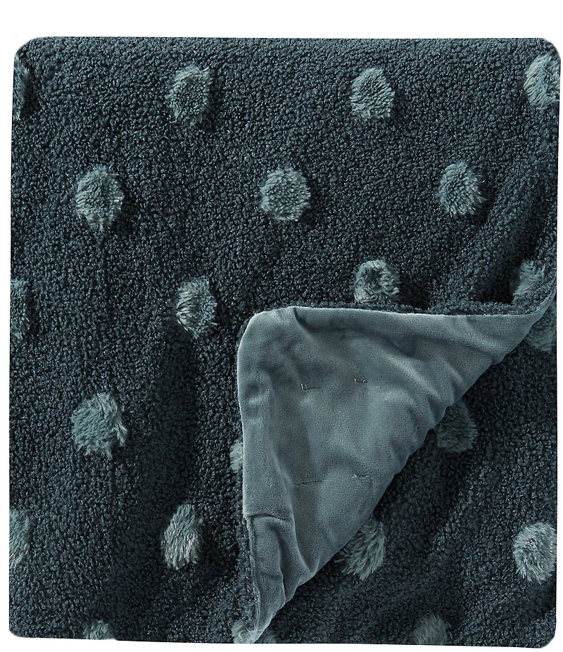 Noble Excellence Warm Shop Collection Lilly Poddle Pom-Pom Faux Fur Throw Blanket