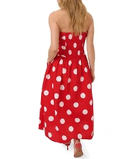 Nobody's Child Alice Cotton Polka Dot Drop Waist Strapless Midi Dress