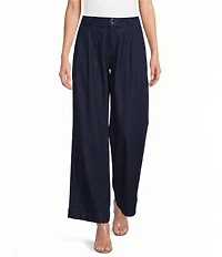 Nobody's Child Archie Dark Denim Pleated Wide Leg Trouser Pants