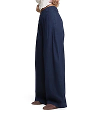 Nobody's Child Archie Dark Denim Pleated Wide Leg Trouser Pants
