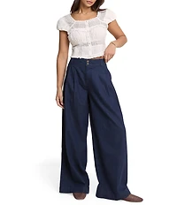 Nobody's Child Archie Dark Denim Pleated Wide Leg Trouser Pants