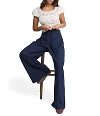Nobody's Child Archie Dark Denim Pleated Wide Leg Trouser Pants