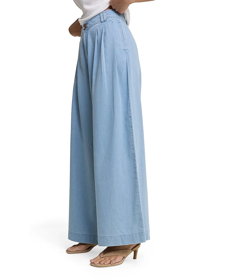 Nobody's Child Archie Denim Pleated Wide Leg Trouser Pants