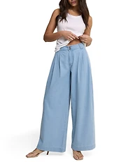 Nobody's Child Archie Denim Pleated Wide Leg Trouser Pants