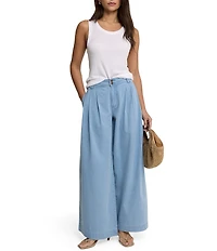 Nobody's Child Archie Denim Pleated Wide Leg Trouser Pants