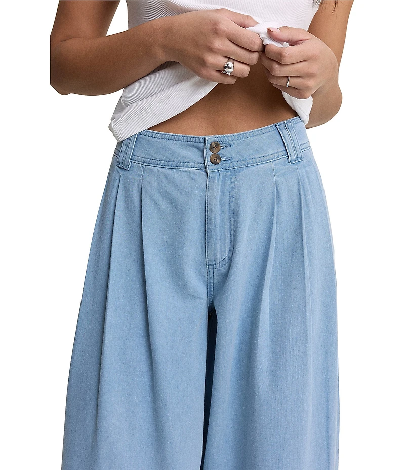 Nobody's Child Archie Denim Pleated Wide Leg Trouser Pants