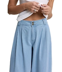Nobody's Child Archie Denim Pleated Wide Leg Trouser Pants