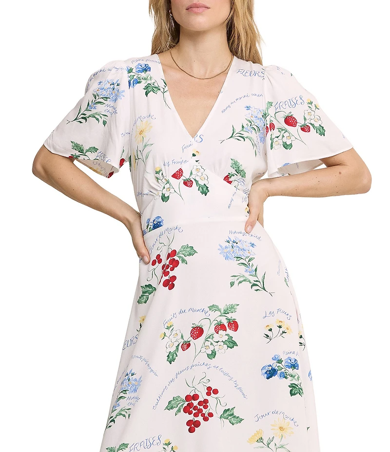 Nobody's Child Atlas Floral V-Neck Flutter Sleeve Empire Waist Maxi Dress