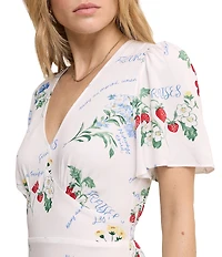 Nobody's Child Atlas Floral V-Neck Flutter Sleeve Empire Waist Maxi Dress