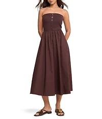 Nobody's Child Bandeau Button Front A-Line Dress