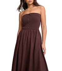 Nobody's Child Bandeau Button Front A-Line Dress