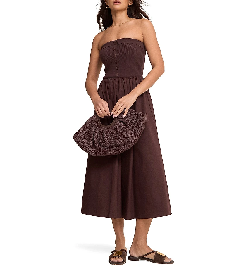 Nobody's Child Bandeau Button Front A-Line Dress