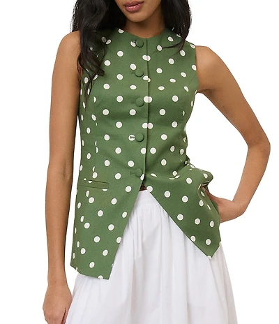 Nobody's Child Coordinating Polka Dot Button Front Tailored Vest
