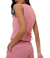 Nobody's Child Coordinating Scalloped Gingham Button Front Vest
