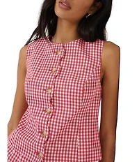 Nobody's Child Coordinating Scalloped Gingham Button Front Vest