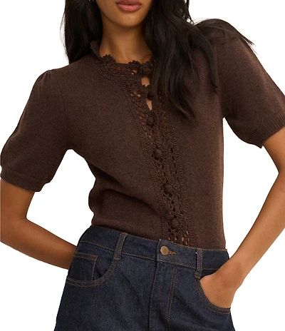 Nobody's Child Crochet Short Sleeve Cardigan