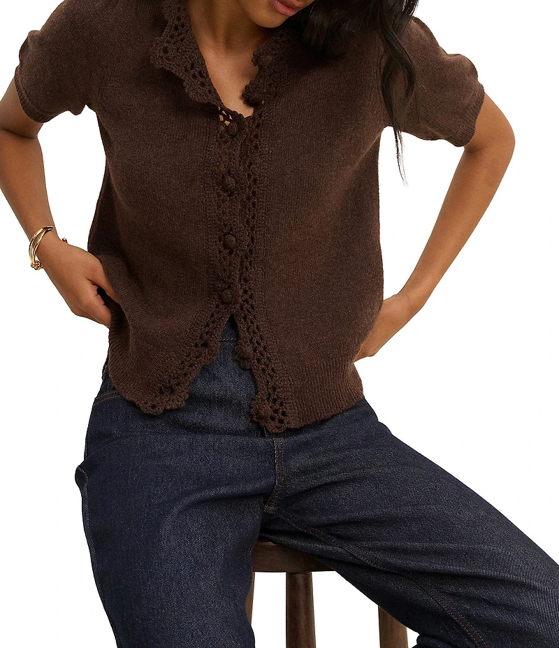 Nobody's Child Crochet Short Sleeve Cardigan