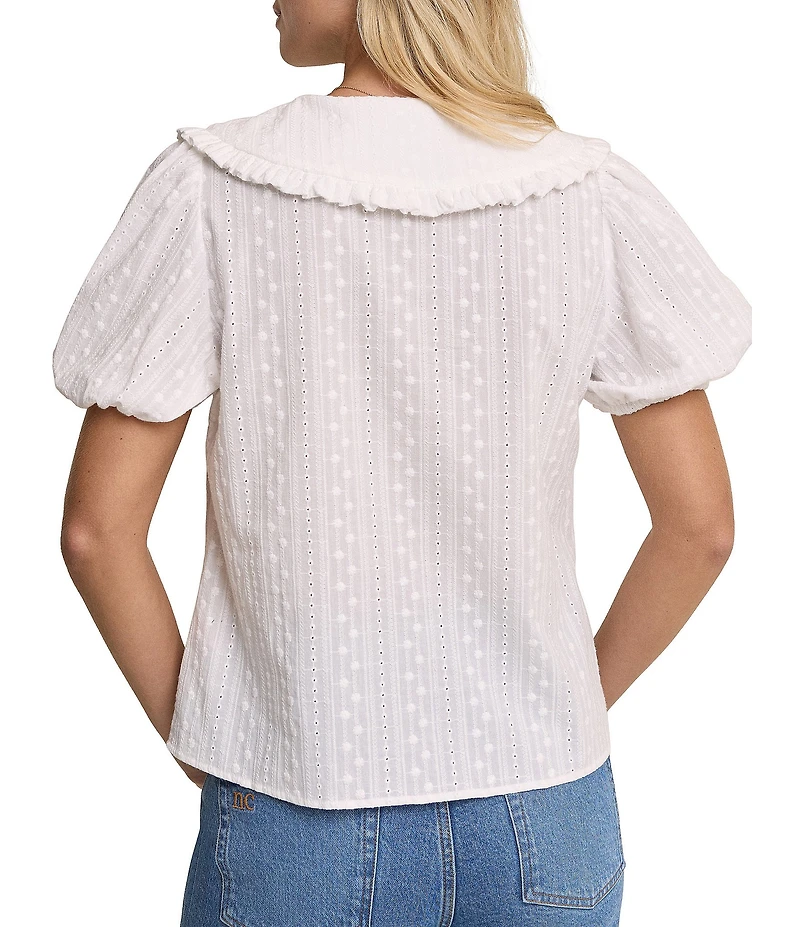 Nobody's Child Errie Eyelet Peter Pan Collar Puff Sleeve Top