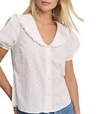 Nobody's Child Errie Eyelet Peter Pan Collar Puff Sleeve Top