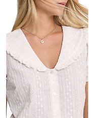 Nobody's Child Errie Eyelet Peter Pan Collar Puff Sleeve Top