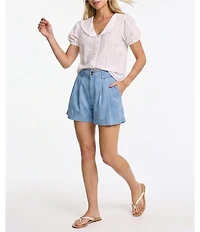 Nobody's Child Errie Eyelet Peter Pan Collar Puff Sleeve Top