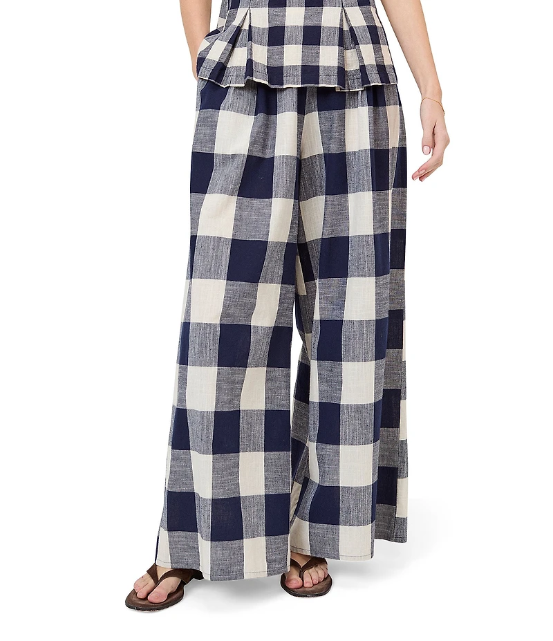Nobody's Child Jerrow Gingham Wide Leg Trouser Pants