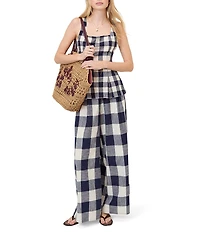 Nobody's Child Jerrow Gingham Wide Leg Trouser Pants