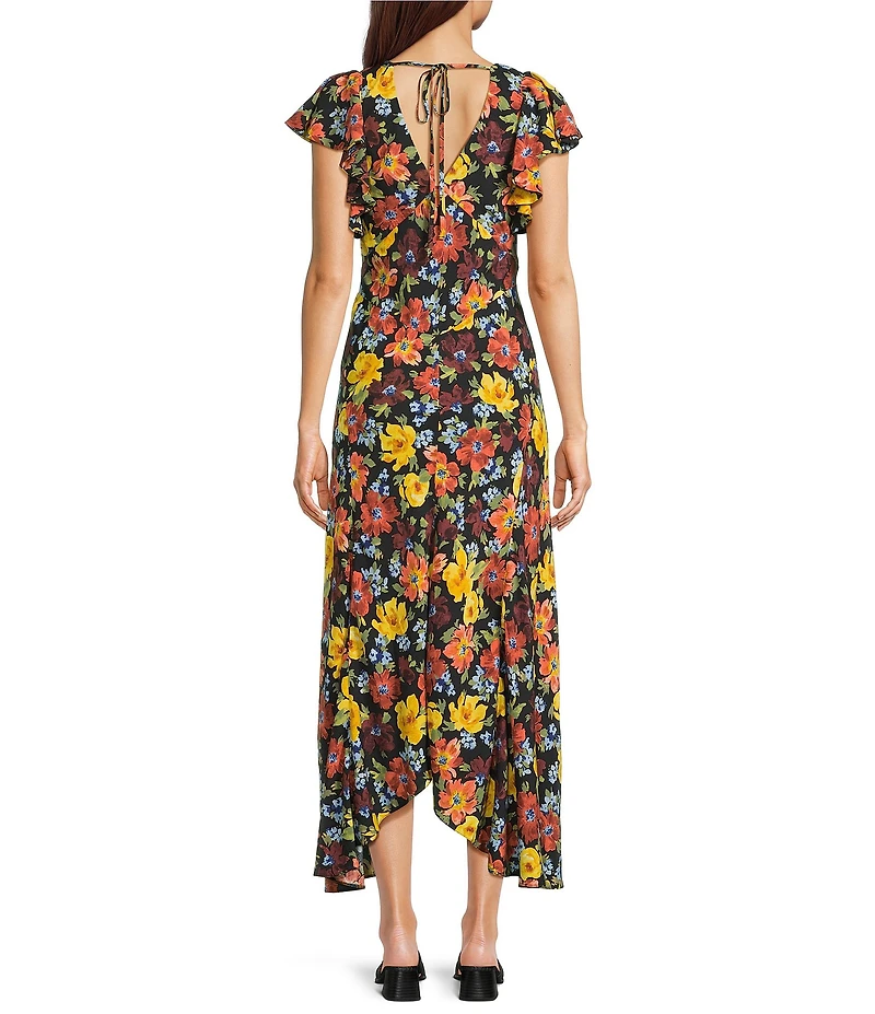 Nobody's Child Loubelle Midi Floral Short Sleeve Dress