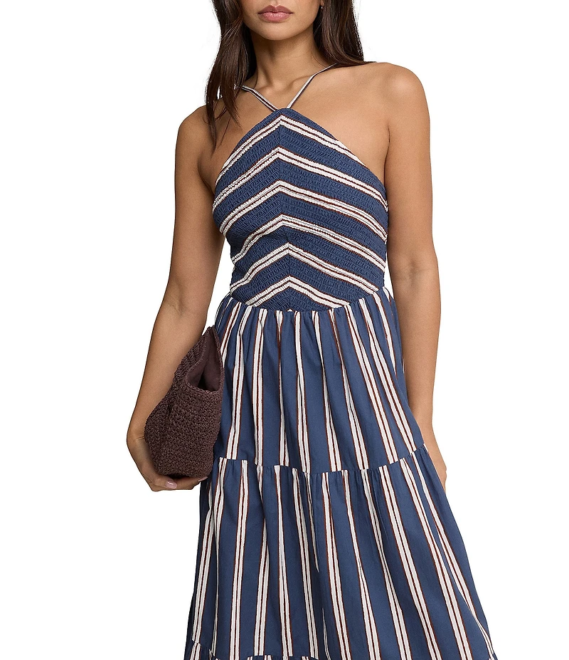 Nobody's Child Martina Striped Cotton Halter Maxi Dress
