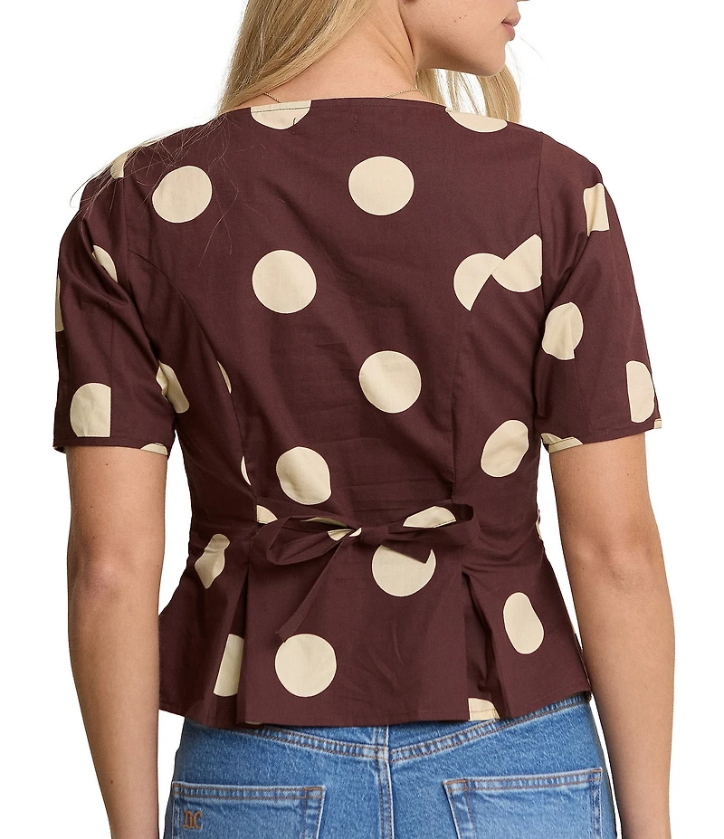 Nobody's Child Minerva Dotted Square Neck Short Sleeve Top